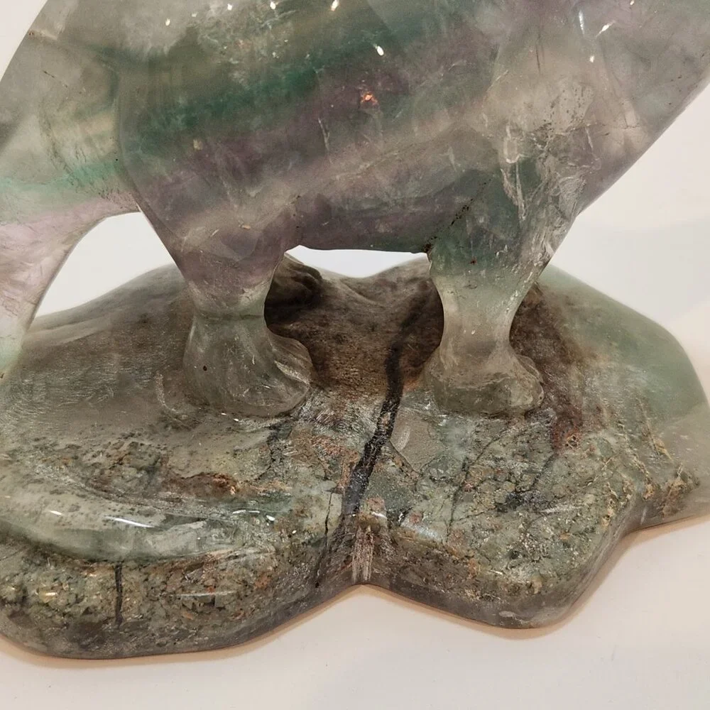 Hand Carved Fluorite Crystal Dinosaur Figurine - Picture 7 of 10